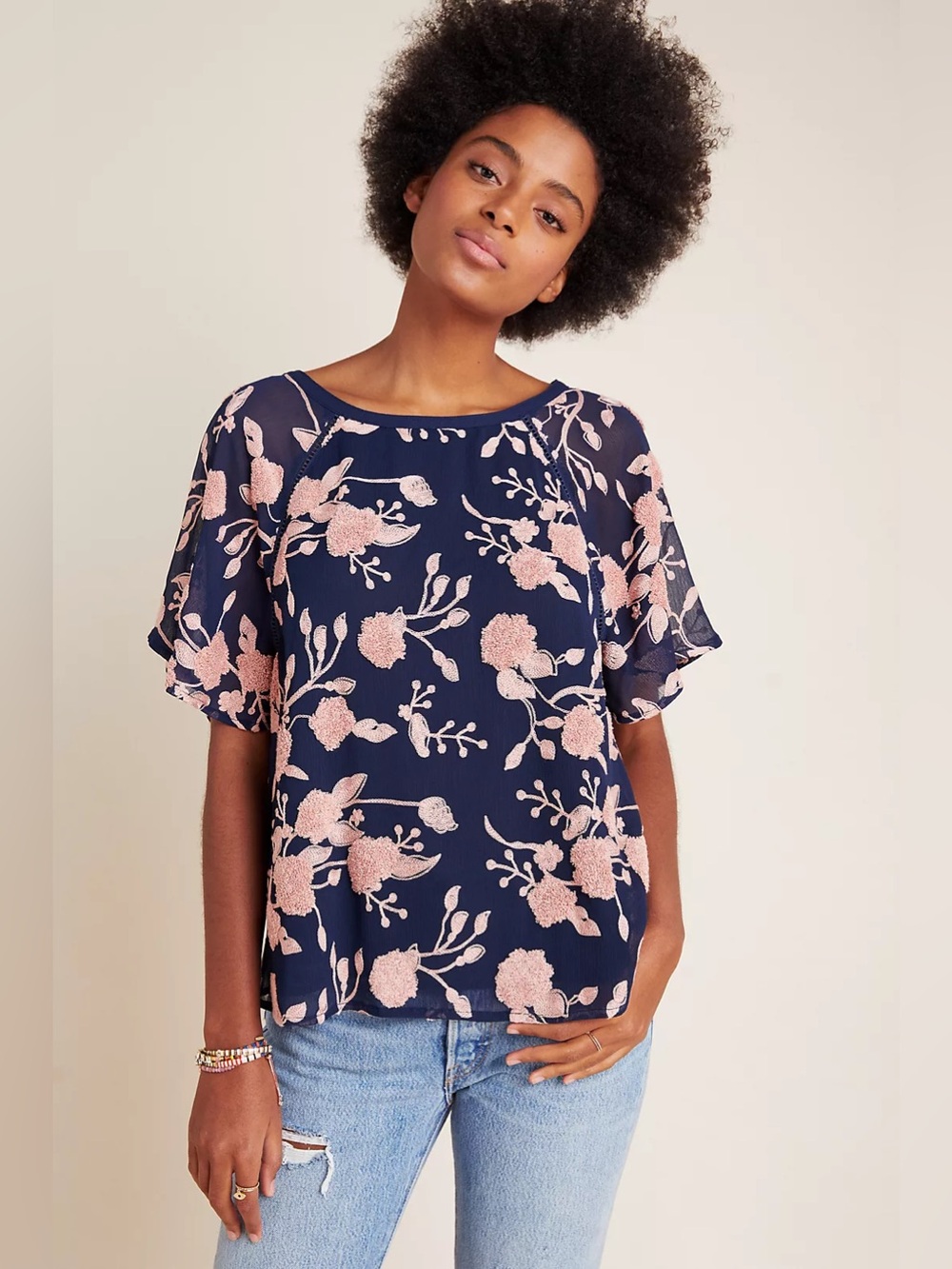 Maeve Franca Textured Blouse Size: Large